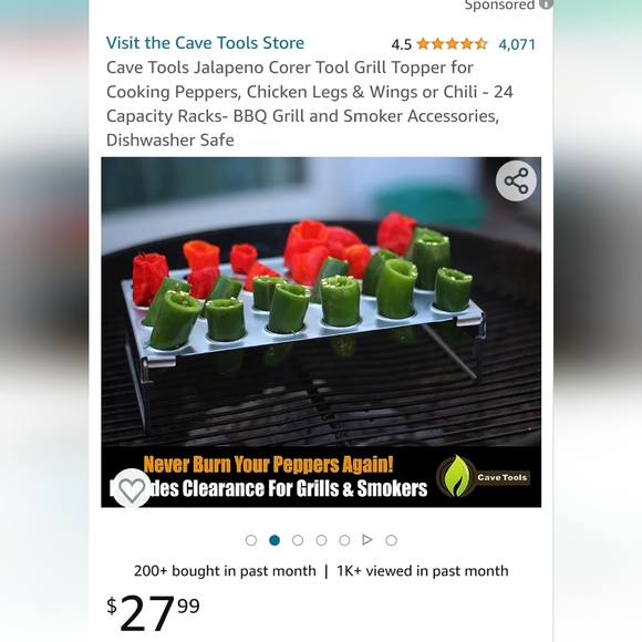 NWT Cave Tools Jalapeño Corer & Grill Topper for Cooking Peppers - Picture 1 of 11